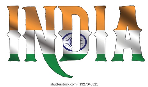 India Text with Flag Colors