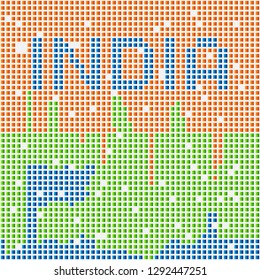 India text with flag on dot pattern