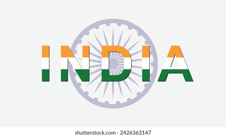 India text with Indian  flag concept vector illustration