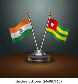 India and Togo table flags relation with gradient backgrund. Vector Illustration