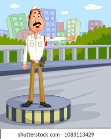 India traffic police vector illustration