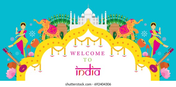 India Travel Attraction banner, Landmarks, Tourism and Traditional Culture