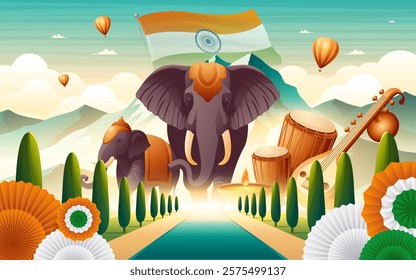 India travel composition in gradient style