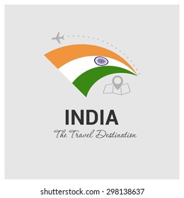 India The Travel Destination logo - Vector travel company logo design - Country Flag Travel and Tourism concept t shirt graphics - vector illustration