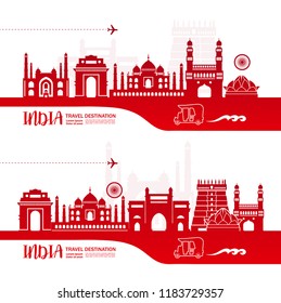 India Travel destination Vector.