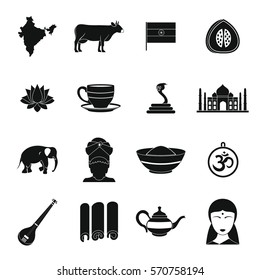 India travel icons set. Simple illustration of 16 India travel vector icons for web