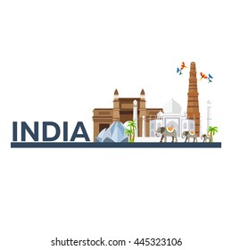 India. Travel. Modern flat design