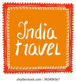 India travel post mark. Doodle style 