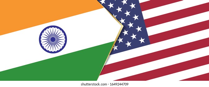 India and United States flags, two vector flags symbol of relationship or confrontation.
