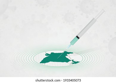 India vaccination concept, vaccine injection in map of India. Vaccine and vaccination against coronavirus, COVID-19. Vector template about Healthcare.