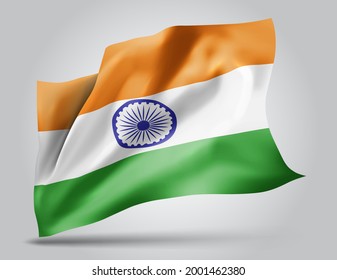 India, vector 3d flag isolated on white background