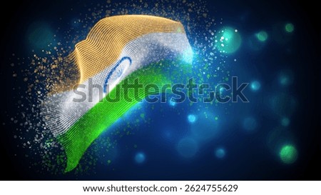 India, vector 3d flag with lighting and flares