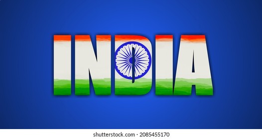 India vector art with tricolour. Template of India with National flag.
