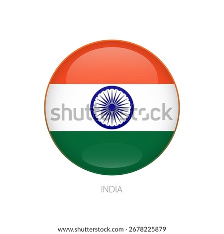 India vector flag sign. Isolated Indian circle symbol. Glossy illustration icon for business, politics, project, sport event, travel, concept, web design, badge