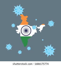 india vector graphics map and corona virus