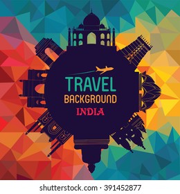 India vector illustration. Travel and tourism background