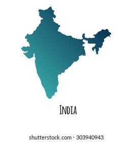 India vector map with color gradient and caption on white background. Can be used as element of your infographics or presentation