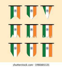 India vertical banners isolated on Beige. Flat style vector illustration.