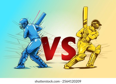 India VS Australia cricket championship vector banner design. illustration of batsman playing cricket championship Vector banner.