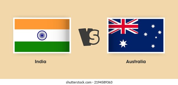 Indien gegen Australien Flaggen nebeneinander. Kreative, stylische Nationalflaggen mit Hintergrund