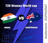 India VS Australia International Cricket Flag Design Template Vector Illustration, IND vs AUS T20 Women World cup 