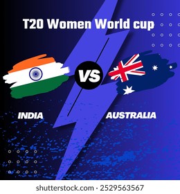 India VS Australia Ilustración vectorial Internacional de Plantilla de Diseño de Bandera de Críquet, IND vs AUS T20 Copa Mundial Femenina 