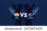 India vs Australia Match , New Australia vs India cricket match ,Cricket match concept with creative illustration