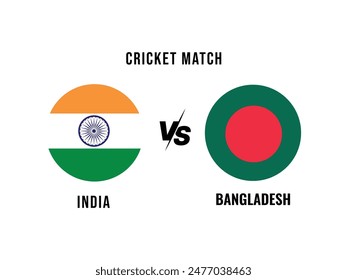India VS Bangladesh, Cricket Match concept with creative illustration of participant countries flag isolated with white background. Cricket Match or Head to Head Template INDIA VS Bangladesh.