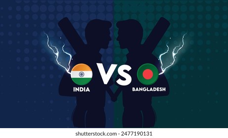 Partido India vs Bangladesh , Nuevo partido Bangladesh vs India cricket , concepto de partido de cricket con ilustración creativa