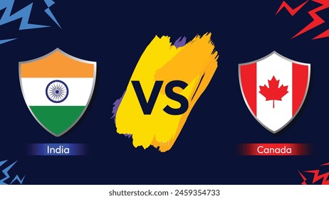 India Vs Canada Cricket match fixture background design with replaceable shapes, vector.