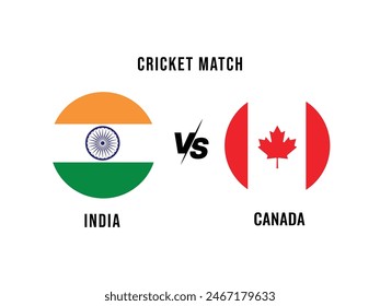 India VS Canada, Cricket Match concept with creative illustration of participant countries flag isolated with white background. Cricket Match or Head to Head Template INDIA VS CANADA.