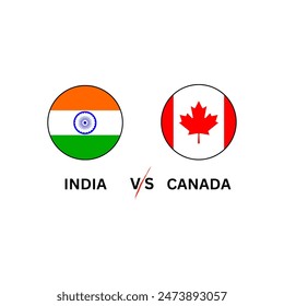 India VS Canada, Cricket Match concept with creative illustration of participant countries flag isolated with white background. Cricket Match or Head to Head Template INDIA VS CANADA.