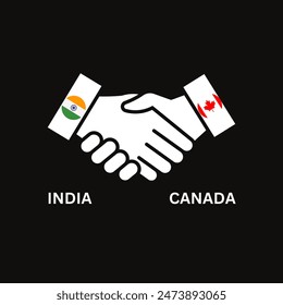 India VS Canadá, concepto de partido de cricket con ilustración creativa de la bandera de los países participantes aislada con fondo blanco. Partido de cricket o Plantilla cabeza a cabeza INDIA VS CANADÁ.