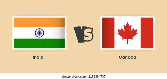 India vs Canada flags placed side by side. Creative stylish national flags of india and Canada with background