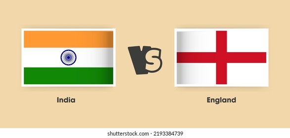 India vs England flags placed side by side. Creative stylish national flags of india and England with background
