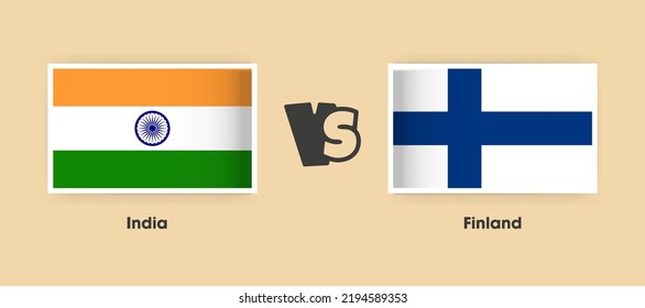 Indien-Finnland-Flaggen auf der Seite. Kreative, stylische nationale Flaggen Indiens und Finnlands mit Hintergrund