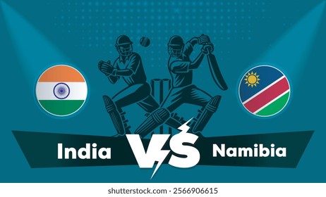 India VS Namibia , Namibia Vs India cricket match , Cricket match concept with creative illustration.eps