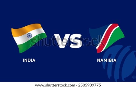 India VS Namibia International Cricket Flag Badge Design Template Vector Illustration.