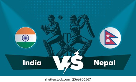 India VS Nepal , Nepal Vs India cricket match , Cricket match concept with creative illustration.eps