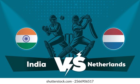 India VS Netherlands , Netherlands Vs India cricket match , Cricket match concept with creative illustration.eps