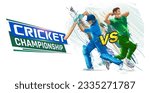 India VS Pakistan cricket championship vector banner design. illustration of batsman and Bowler playing cricket championship Vector banner