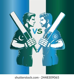 India VS Pakistan cricket championship vector banner design. illustration of batsman