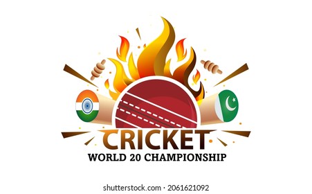 India VS Pakistan. Cricket league tournament championship premier Match background logo creative vector illustration