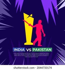 India VS Pakistan, Cricket Match concept with creative vector illustration.