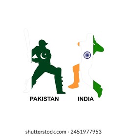 India vs Pakistan, Cricket Match Cricket Players Concept with creative illustrations isolated on white background. Editable EPS file. Pakistan vs India. IND vs PAK.