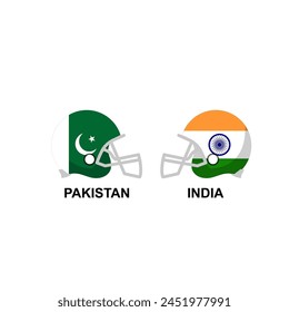 India vs Pakistan, Cricket Match Cricket Helmets Concept with creative illustrations isolated on white background. Editable EPS file. Pakistan vs India. IND vs PAK.