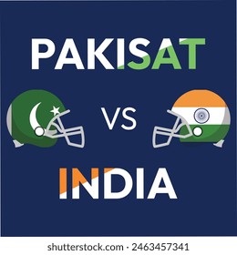 India vs Pakistan cricket match thumbnail. cricket match between Pakistan and India international cricket flag badge design on white background. EPS Vector for sports match template in vector.