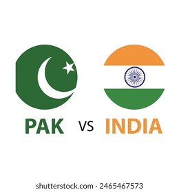 India vs Pakistan cricket match concept participant countries flags on isolated with whit background. EPS Vector for sports art file in illustration. India VS Pakistan creative illustrations. 