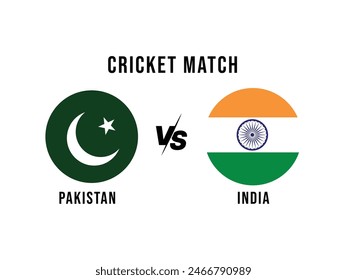 India VS Pakistan, Cricket Match concept with creative illustration of participant countries flag with white background. Cricket Match or Head to Head Template INDIA VS PAKISTAN.