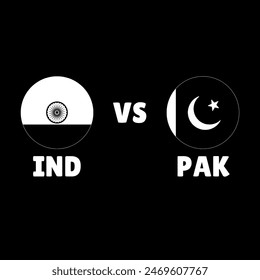 India vs Pakistan cricket match participant countries flags with black background. EPS Vector for sports art file in illustration. India VS Pakistan creative illustrations